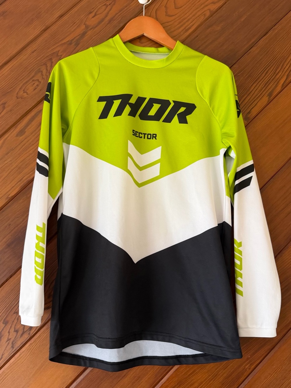 Thor Sector Motocross Jersey Small Neon Yellow Black MX Riding Shirt